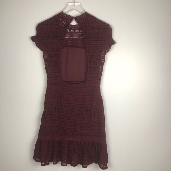 Foxiedox Ellie Fit & Flare Lace Dress Burgundy M - Picture 4 of 5